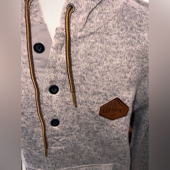 Element Highland Henley Hoodie Gray Tight-Knit Exterior + Brushed Fleece Inside - Picture 4 of 8